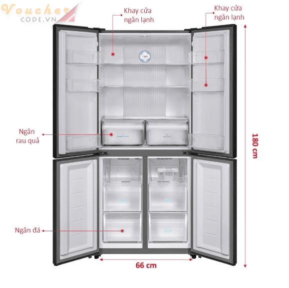 Tủ lạnh Aqua 4 cửa AQR-IG525AM)